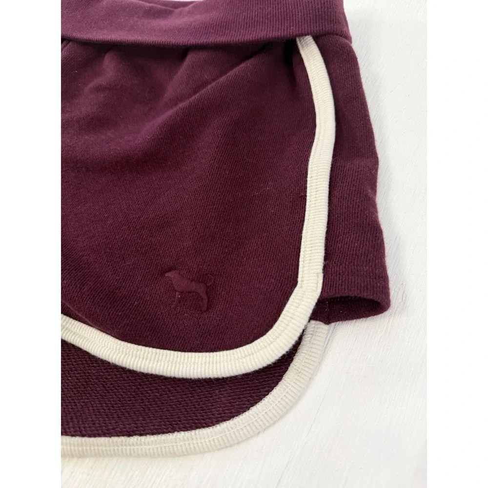 VICTORIA'S SECRET PINK Campus Terry Foldover Shorts Wild Rose White Logo M Y2K